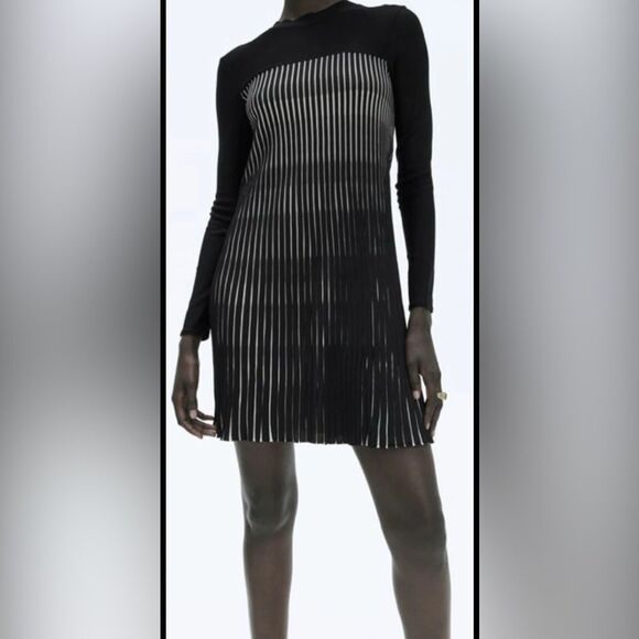 NWT Zara Knit Sweater Bow Collar Mini Dress size XS - Picture 1 of 11